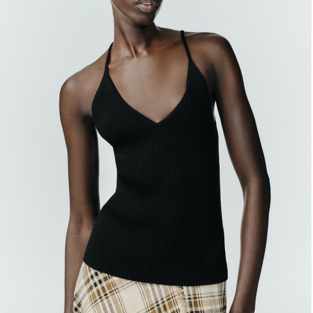 Zara Knit Tank Top In Black Size Large